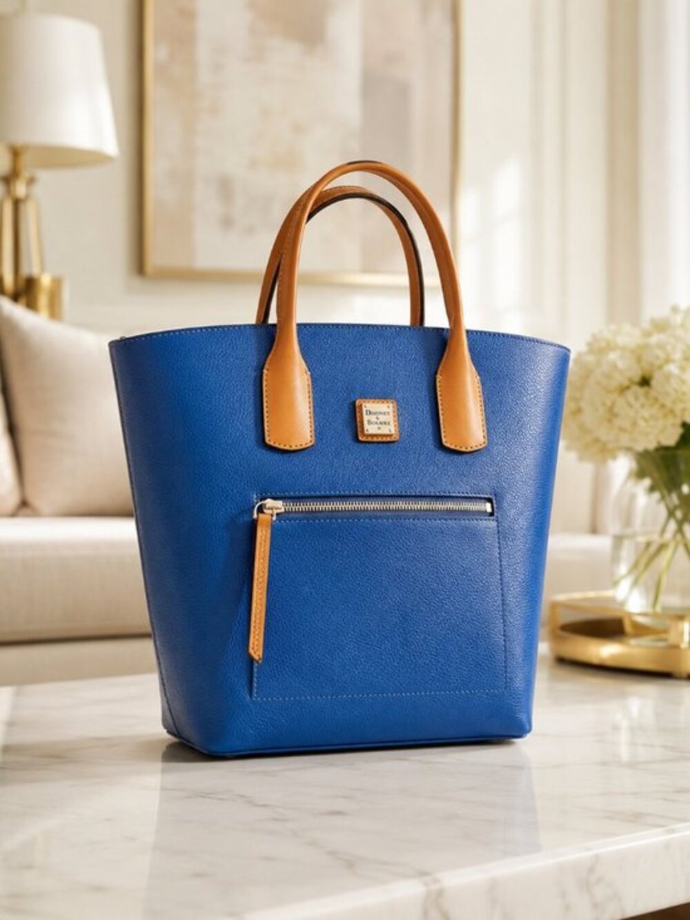 Dooney & Bourke Darla Marina Blue Leather Shopping Tote NWT